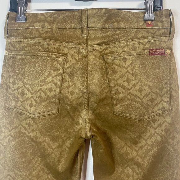 7 For All Mankind Women's Gold 28 Cropped Skinny Ankle Jeans - Picture 7 of 15